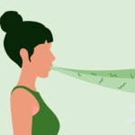 Illustration of a woman coughing.